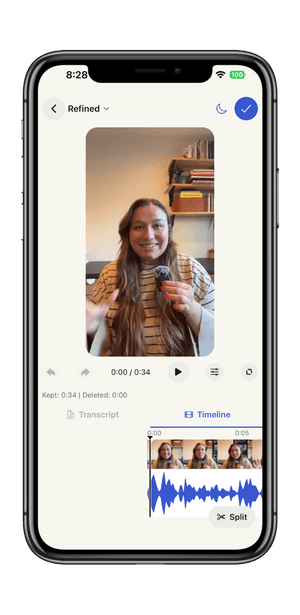 Refined app on iPhone showing the finished video